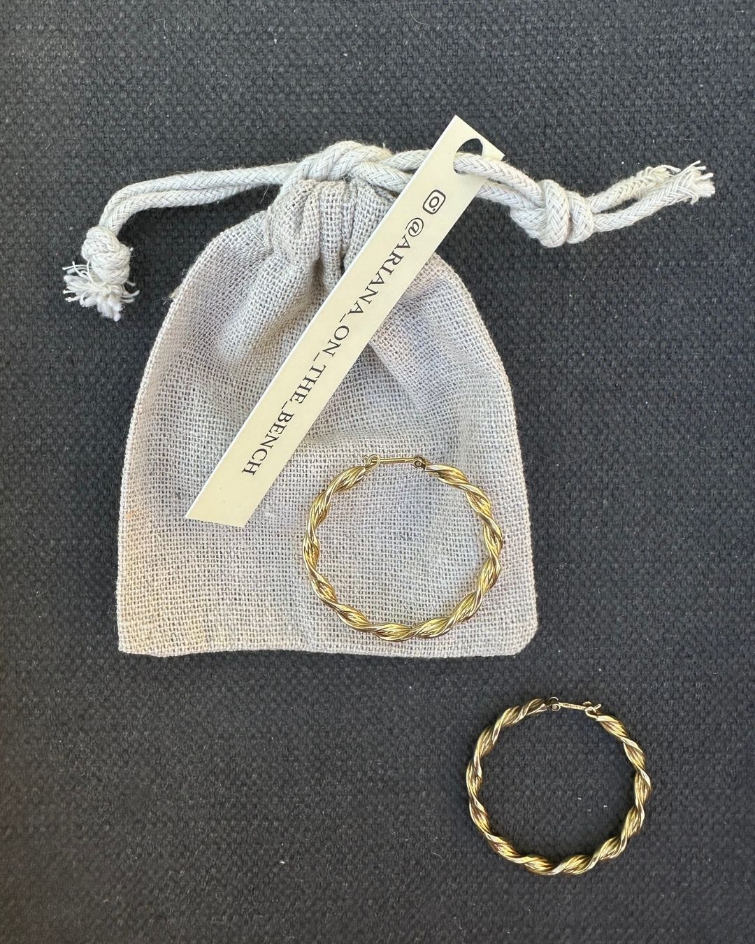 9ct Gold 1970’s Large Retro ‘Twisted’ Hoop Earrings  Hand Curated by Ariana Watling Lacock