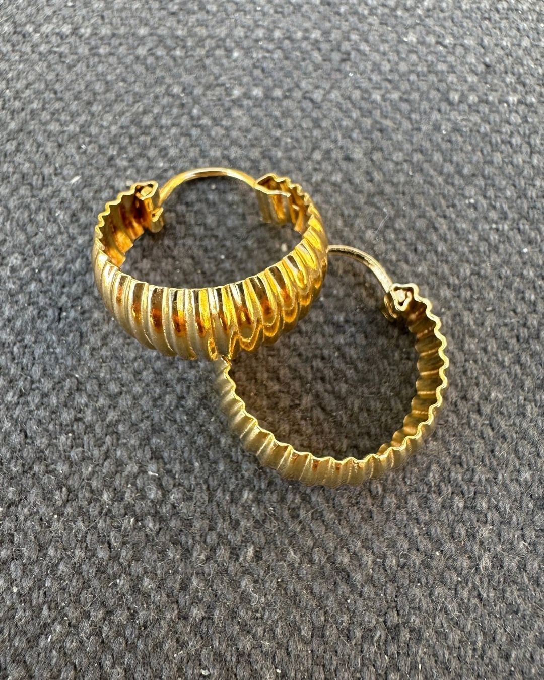 9ct Gold 1970’s Retro ‘Braided’ Hoop Earrings  Hand Curated by Ariana Watling Lacock Wiltshire