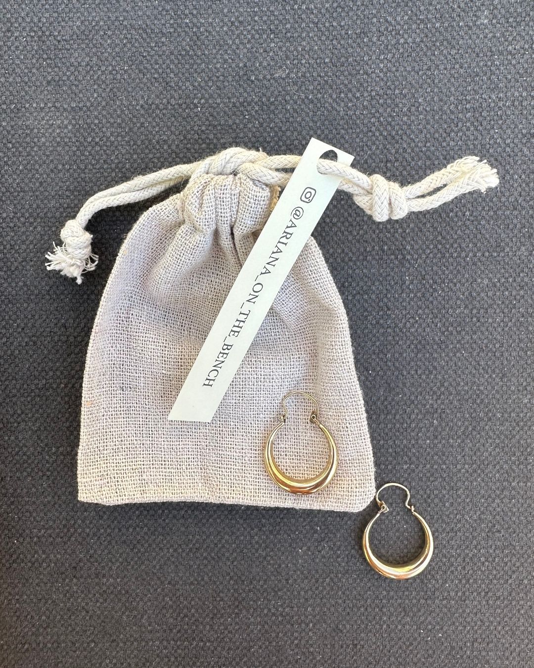 9ct Gold 1970’s Retro ‘Crescent’ Hoop Earrings  Hand Curated by Ariana Watling Lacock