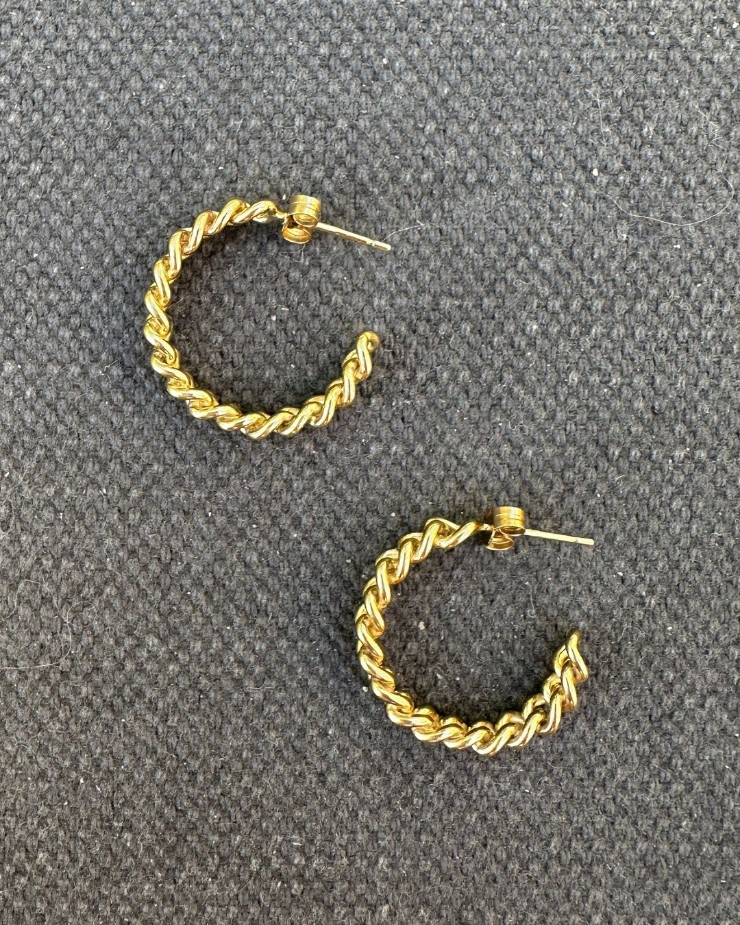 9ct Gold 1970’s Retro ‘Double Twisted’ Wire Hoop Earrings  Hand Curated by Ariana Watling Lacock Wiltshire
