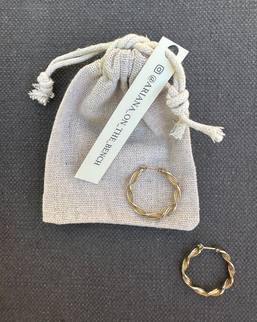 9ct Gold 1970’s Retro ‘Twisted’ Hoop Earrings Hand Curated by Ariana Watling Lacock