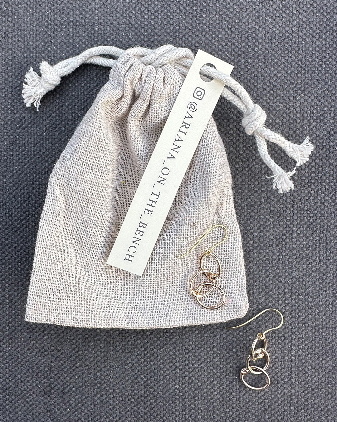 9ct Gold 3s Medium ‘Unity’ Drop Earrings Made by Ariana Watling Lacock Wiltshire