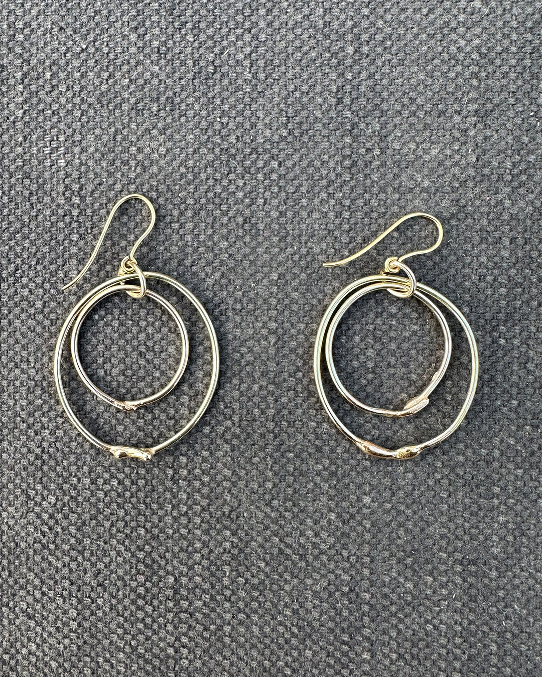 9ct Gold Double Link Dangly ‘Unity’ Drop Earrings Designed and Made by Ariana Watling Lacock Wiltshire