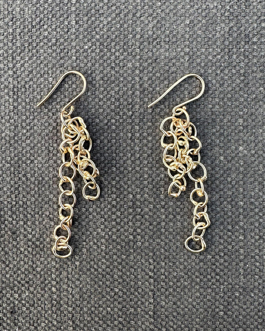 9ct Gold Fine ‘Unity’ Drop Earrings Designed and Made by Ariana Watling Lacock Wiltshire