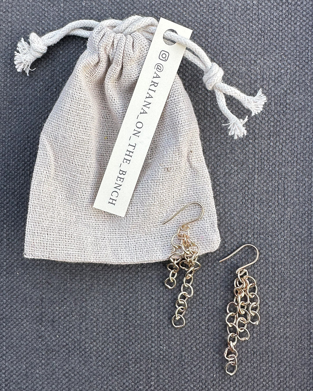 9ct Gold Fine ‘Unity’ Drop Earrings Made by Ariana Watling Lacock Wiltshire