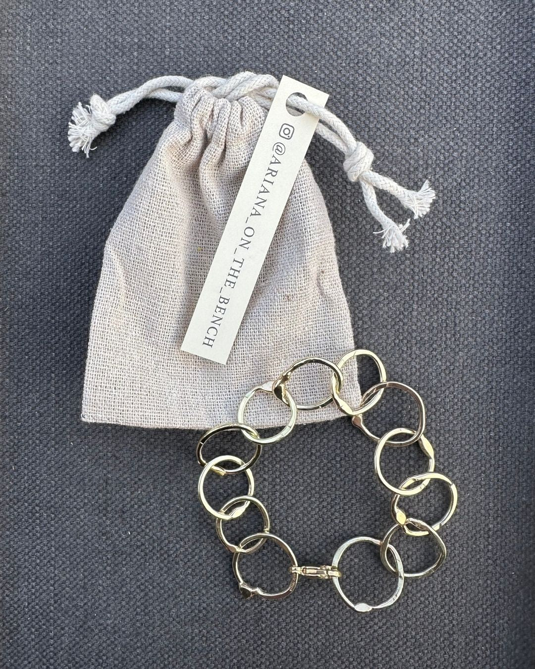 9ct Gold Heavy Hammered ‘Unity’ Bracelet by Ariana Watling Lacock Wiltshire