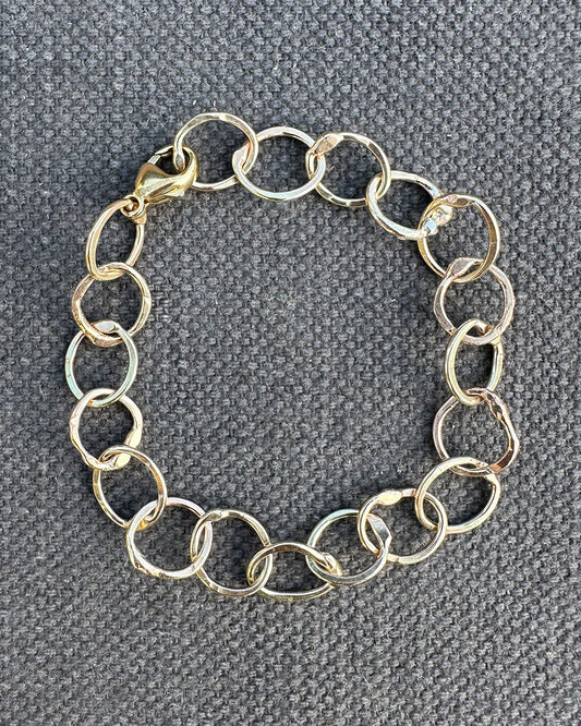 9ct Gold Medium Hammered ‘Unity’ Bracelet Made by Ariana Watling, Lacock