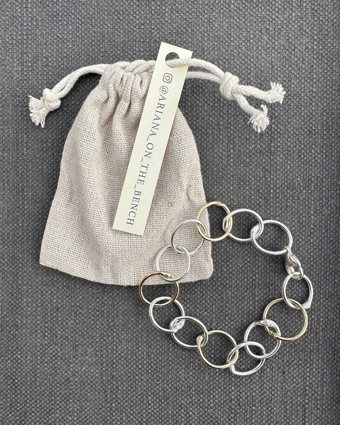 9ct Gold and Silver Heavy ‘Unity’ Bracelet Designed and Made by Ariana Watling, Lacock, Wiltshire