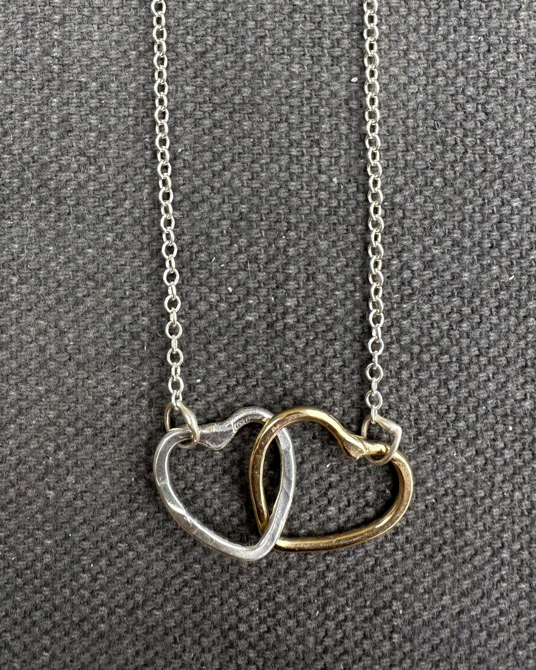 9ct Gold and Sterling Silver 17mm Double Link Hammered ‘Unity’ Heart Pendant Made by Ariana Watling Lacock Wiltshire