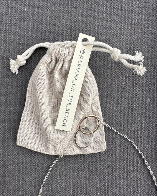 9ct Gold and Sterling Silver 18mm Double Link Hammered ‘Unity’ Pendant Made by Ariana Watling Lacock Wiltshire