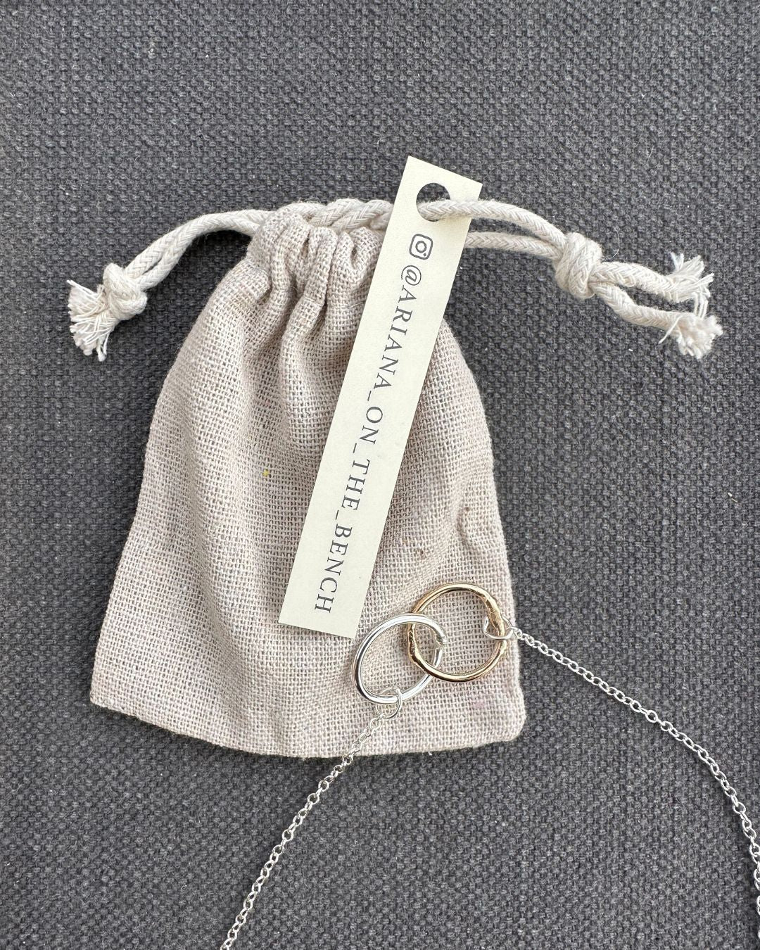 9ct Gold and Sterling Silver 18mm Double Link ‘Unity’ Pendant Made by Ariana Watling Lacock Wiltshire