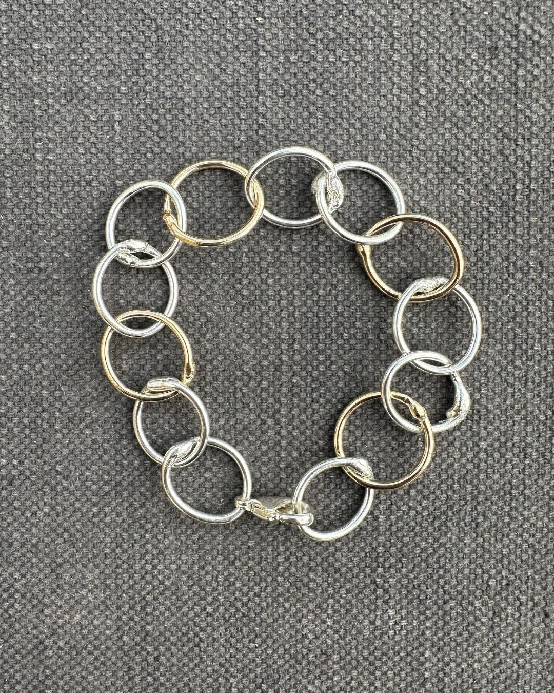 9ct Gold and Sterling Silver Heavy ‘Unity’ Bracelet Made by Ariana Watling Lacock Wiltshire