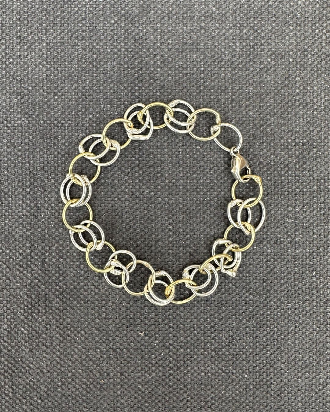 9ct Gold and Sterling Silver Medium Double Link ‘Unity’ Bracelet Designed and Made by Ariana Watling Lacock Wiltshire
