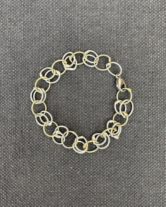 9ct Gold and Sterling Silver Medium Double Link ‘Unity’ Bracelet Designed and Made by Ariana Watling Lacock Wiltshire
