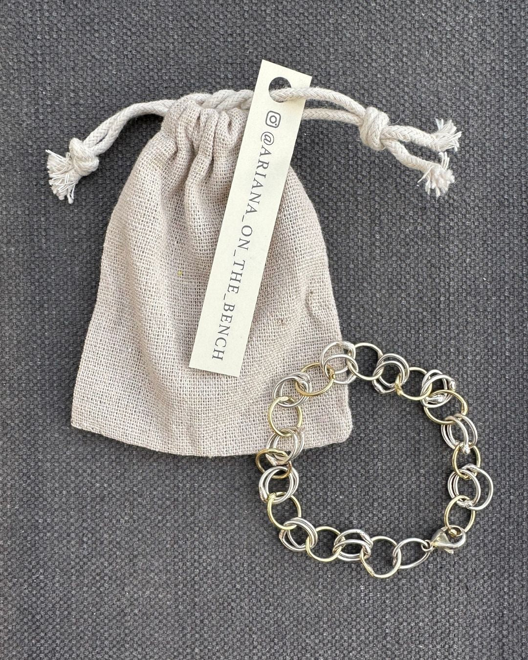 9ct Gold and Sterling Silver Medium Double Link ‘Unity’ Bracelet Made by Ariana Watling Lacock Wiltshire