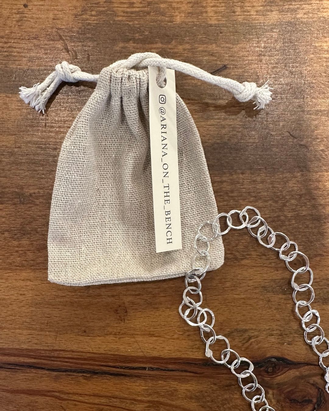 Silver 18" Medium Hammered 'Unity' Chain Necklace Designed and Made by Ariana Watling Lacock Wiltshire