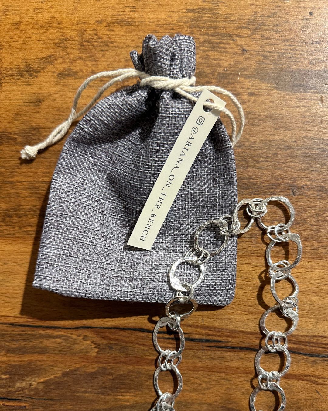 Silver 32’’ ‘Dippin Dot’ Chain Necklace Designed and Made by Ariana Watling Lacock Wiltshire