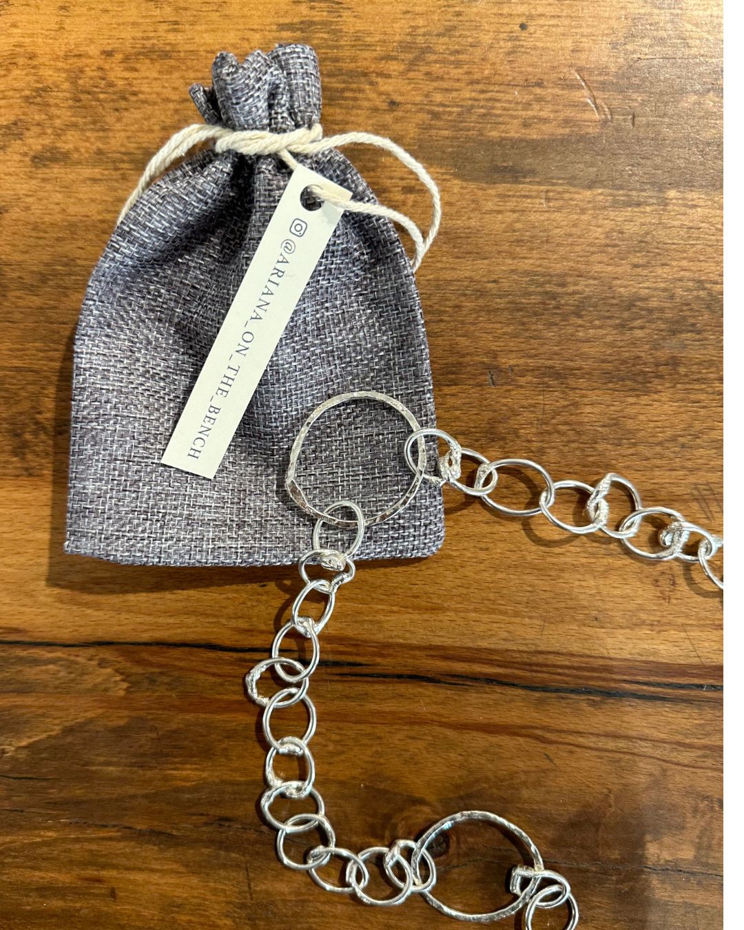 Silver 32’’ Heavy ‘Unity’ Chain Necklace with 5 Large ‘Dippin Dot’ Links Made by Ariana Watling Lacock Wiltshire