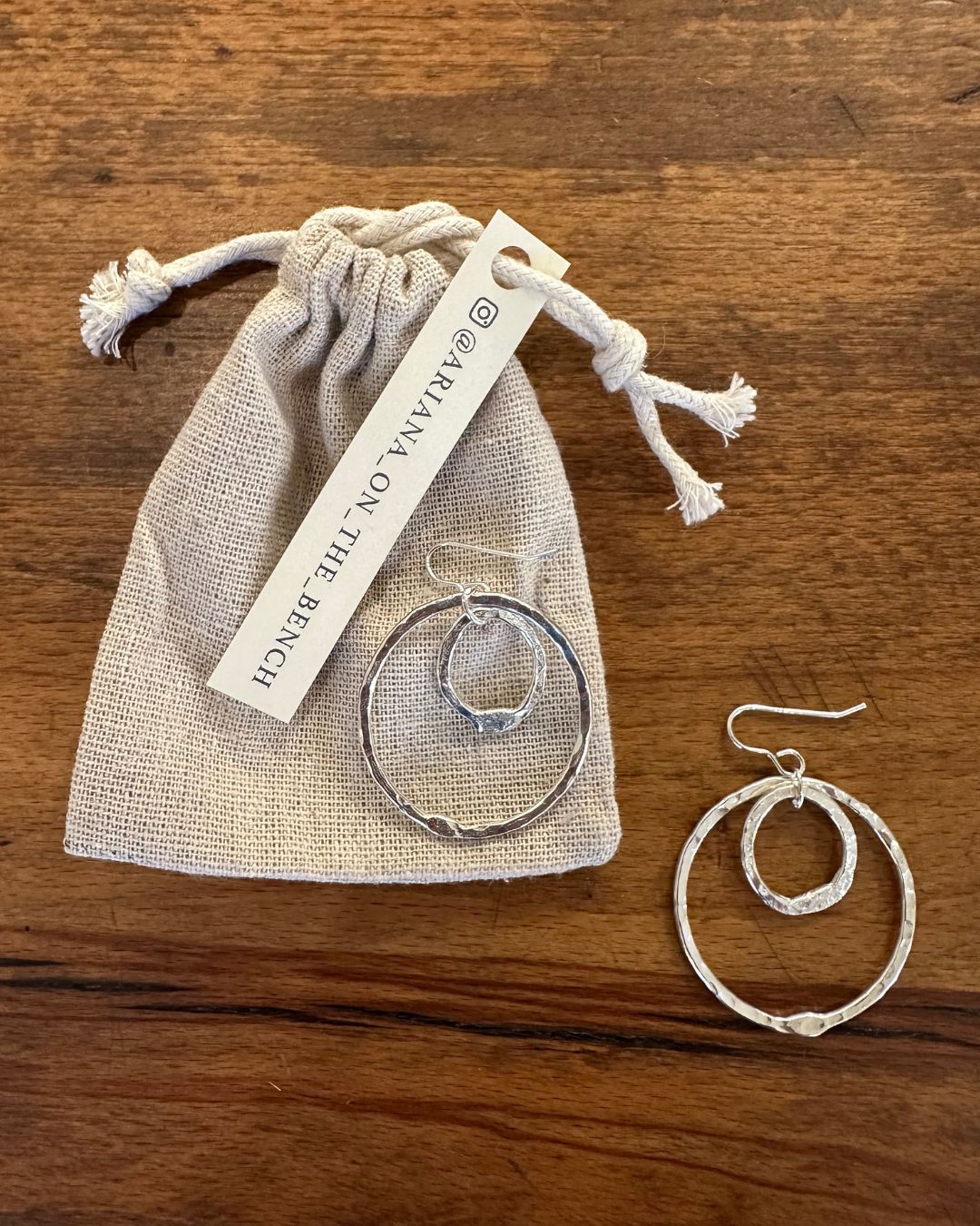 Silver Double Link Dangly ‘Dippin Dot Unity’ Drop Earrings Made by Ariana Watling Lacock Wiltshire