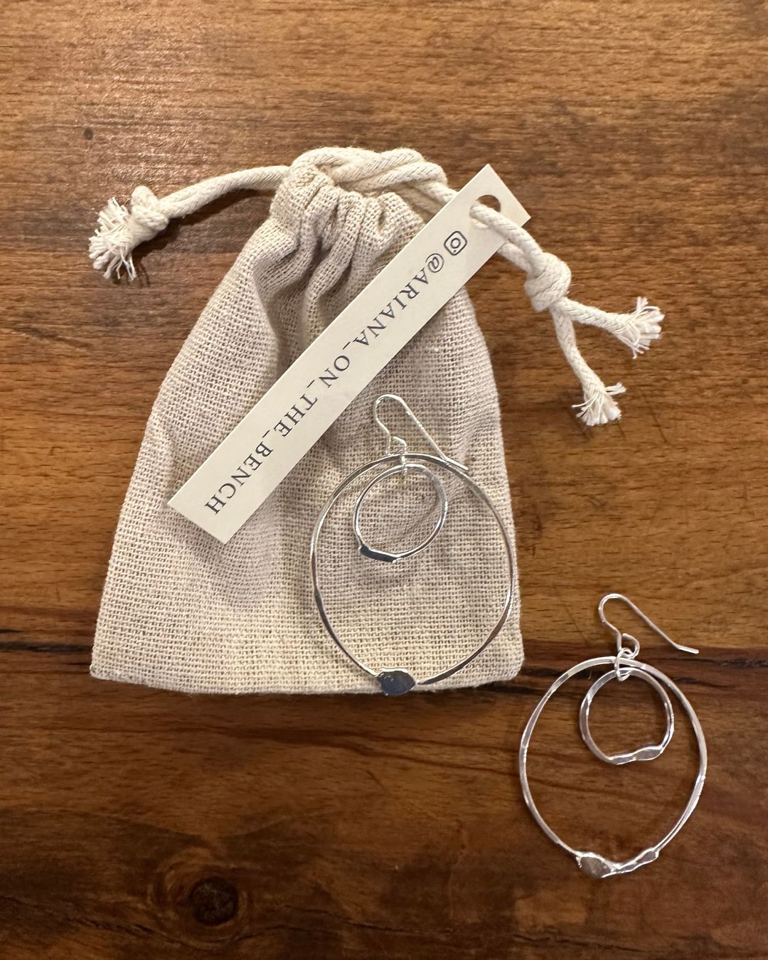 Silver Double Link Dangly Hammered ‘Unity’ Drop Earrings Made by Ariana Watling Lacock Wiltshire