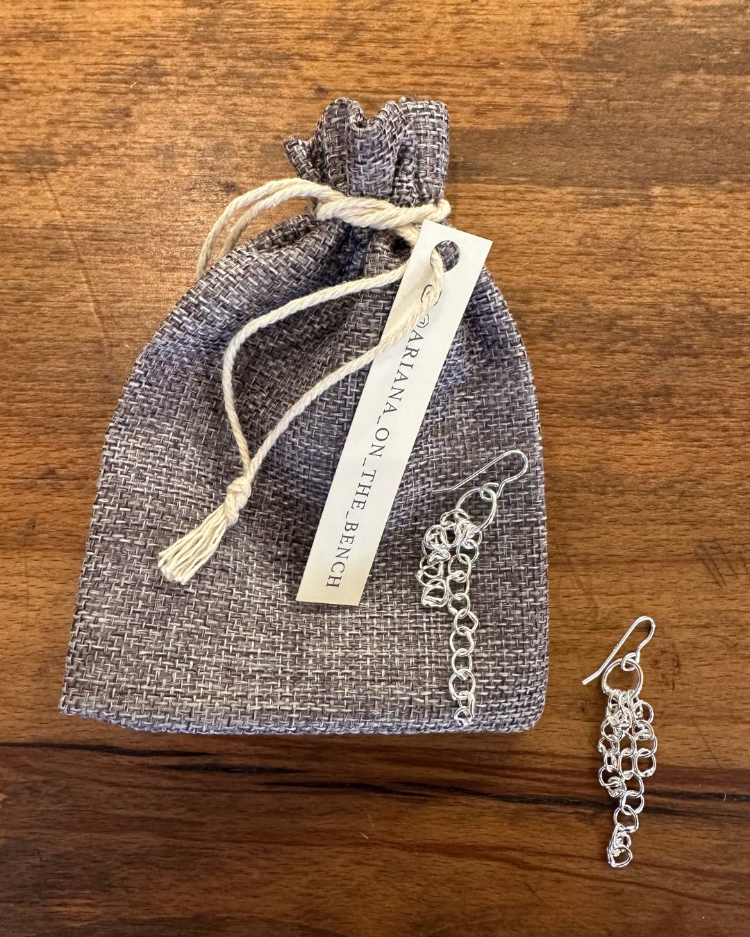 Silver Fine ‘Unity’ Drop Earrings Made by Ariana Watling Lacock Wiltshire
