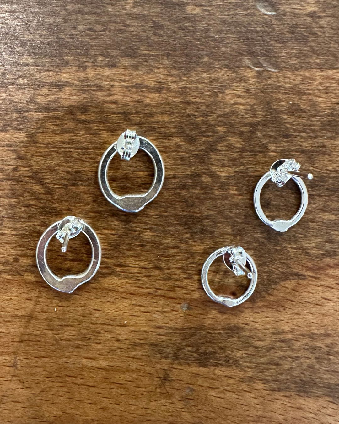 Silver Hammered ‘Unity’ Stud Earrings Designed and Made by Ariana Watling Lacock Wiltshire