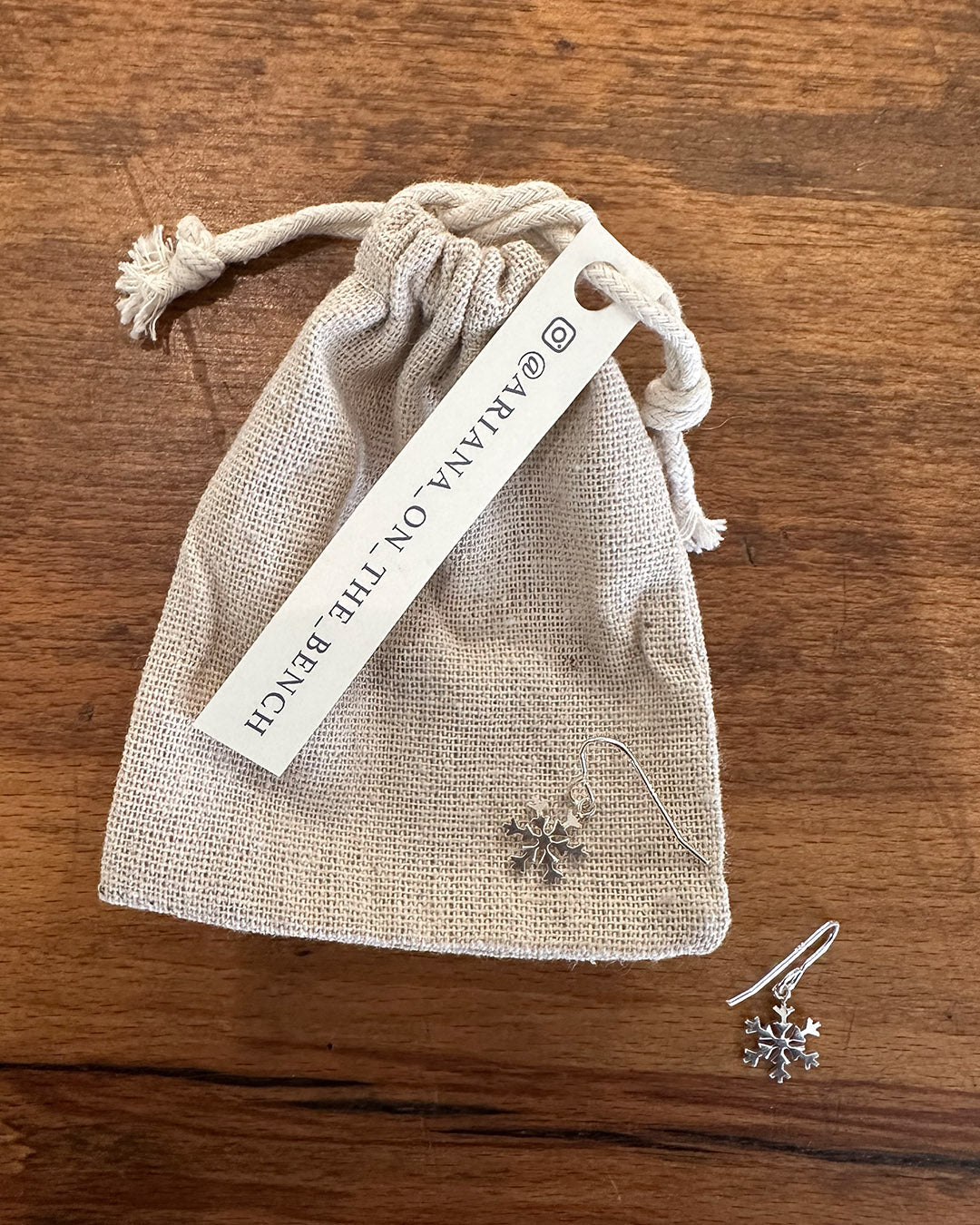 Sterling Silver 10mm Snowflake Drop Earrings Designed and Made by Ariana Watling Lacock Wiltshire