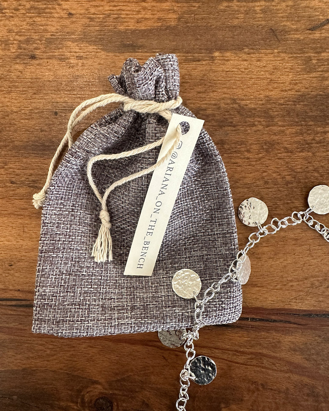 Sterling Silver 18’’ Fine ‘Unity’ Necklace with 7 Hanging ‘Dippin Dot’ Discs Made by Ariana Watling Lacock Wiltshire