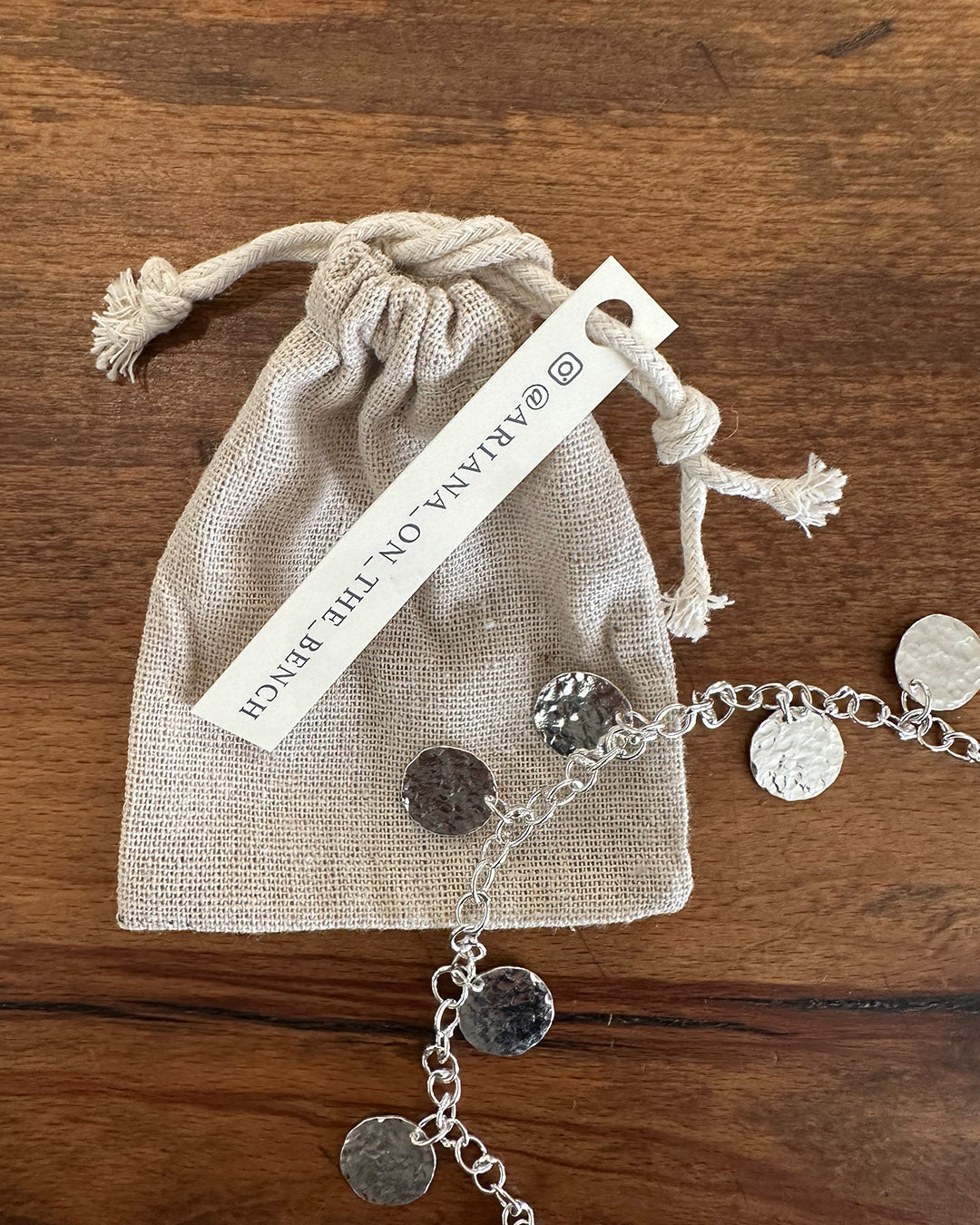 Sterling Silver 18’’ Fine ‘Unity’ Necklace with 7 Hanging ‘Dippin Dot’ Discs by Ariana Watling Lacock Wiltshire