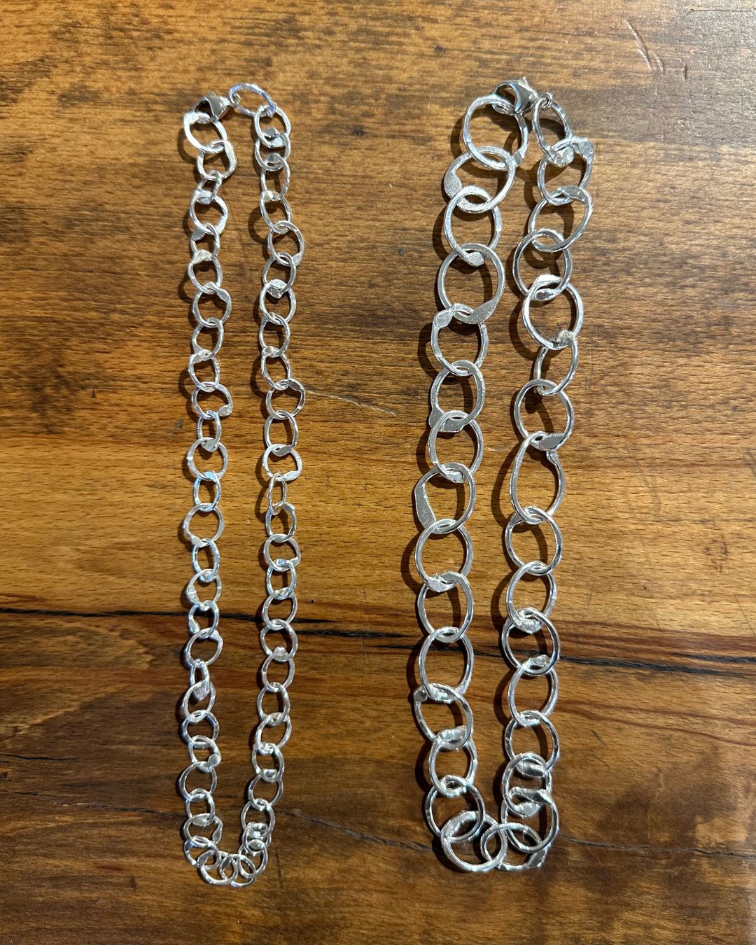 Sterling Silver 18" Hammered 'Unity' Chain Necklace Designed and Made by Ariana Watling Lacock Wiltshire