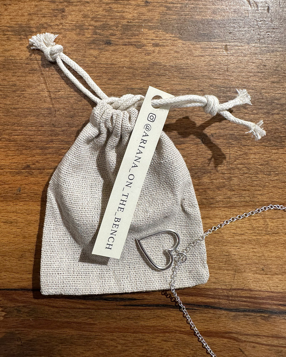 Sterling Silver 21mm Open Heart Pendant Designed and Made by Ariana Watling Lacock Wiltshire