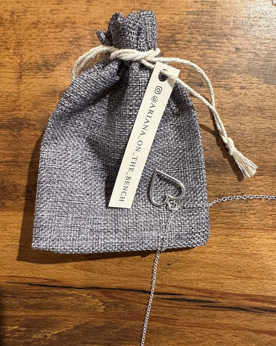 Sterling Silver 21mm Open Heart Pendant Made by Ariana Watling Lacock Wiltshire