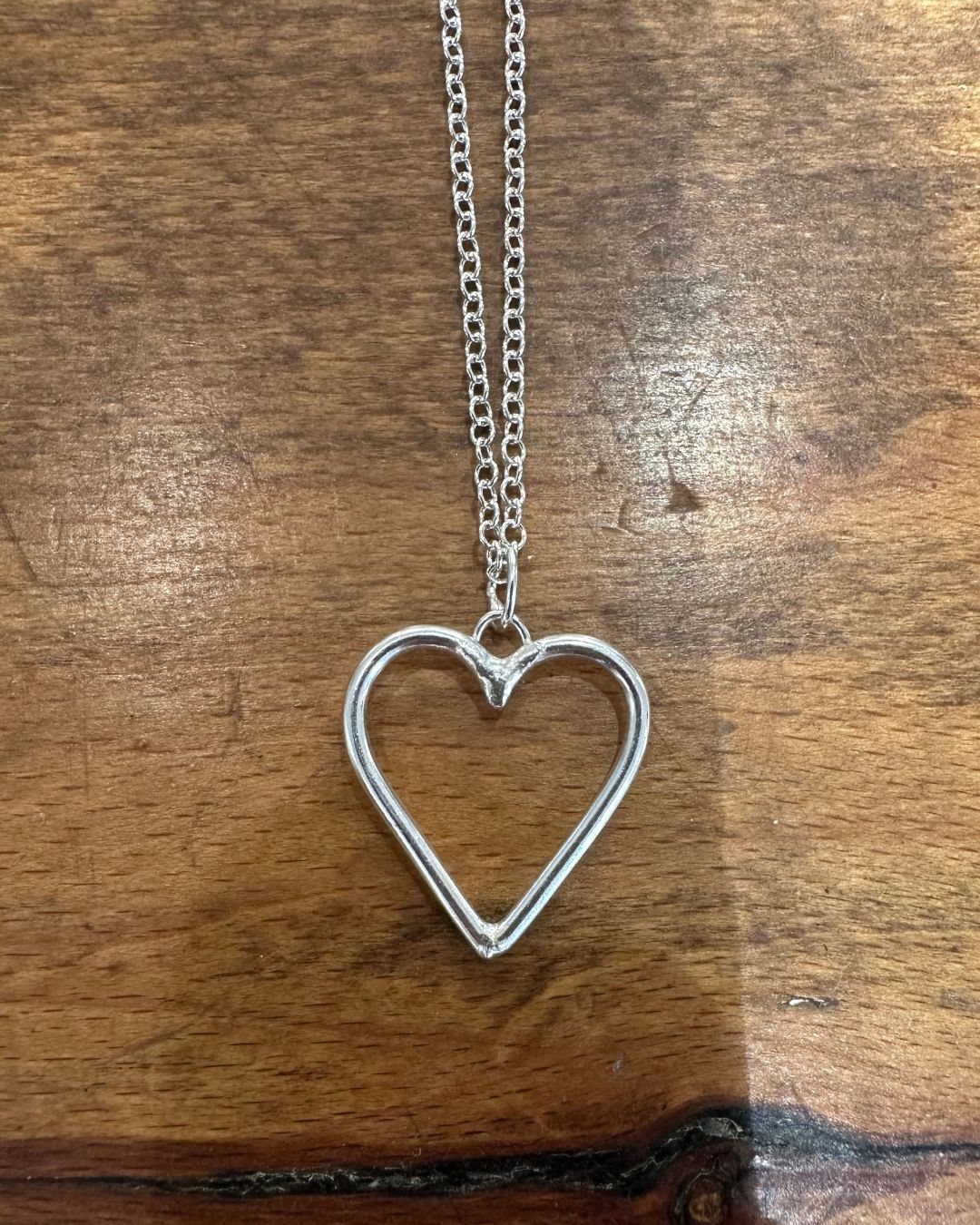 Sterling Silver 21mm Open Heart Pendant by Ariana Watling Lacock Wiltshire