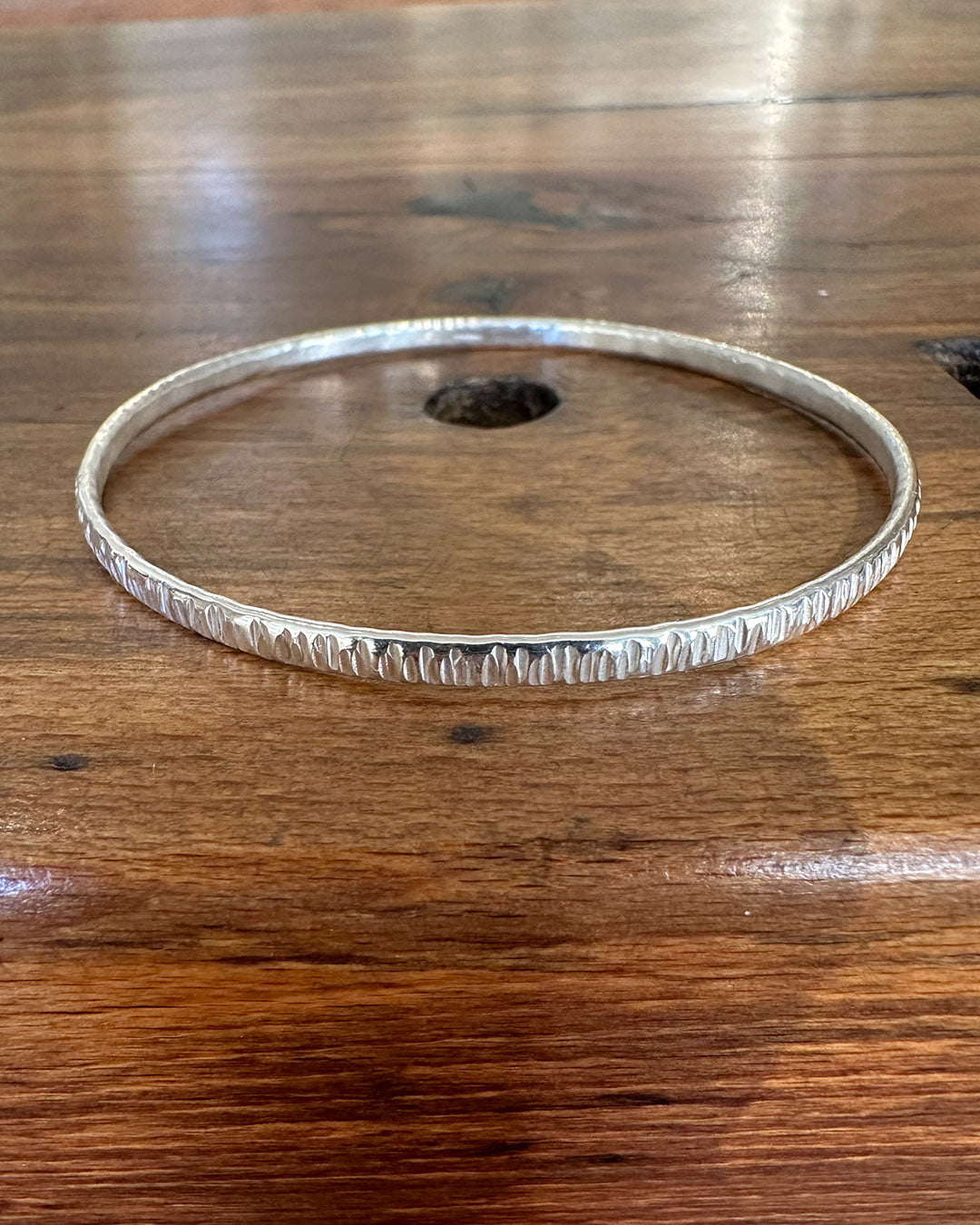 Sterling Silver 3.5mm Wide ‘Daim’ Bangle Designed and Made by Ariana Watling Lacock Wiltshire