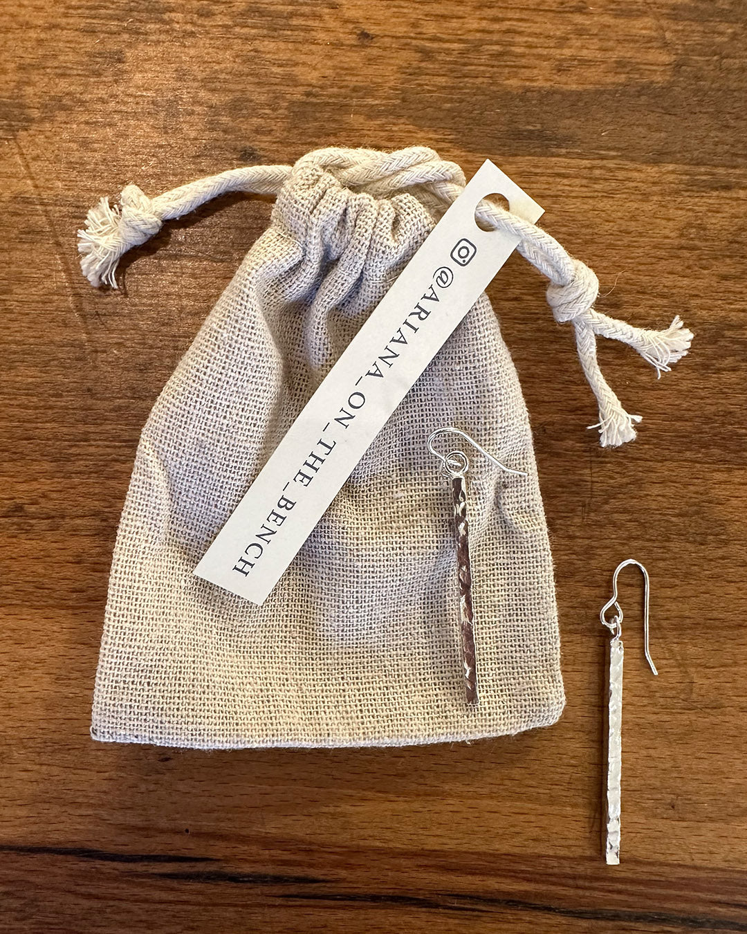 Sterling Silver 40mm Batton ‘Dippin Dot’ Drop Earrings Made by Ariana Watling Lacock Wiltshire