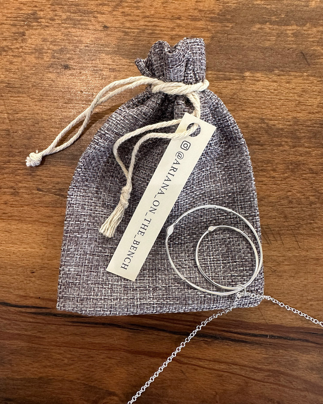 Sterling Silver Double Link Dangly Hammered ‘Unity’ Pendant Designed and Made by Ariana Watling Lacock Wiltshire