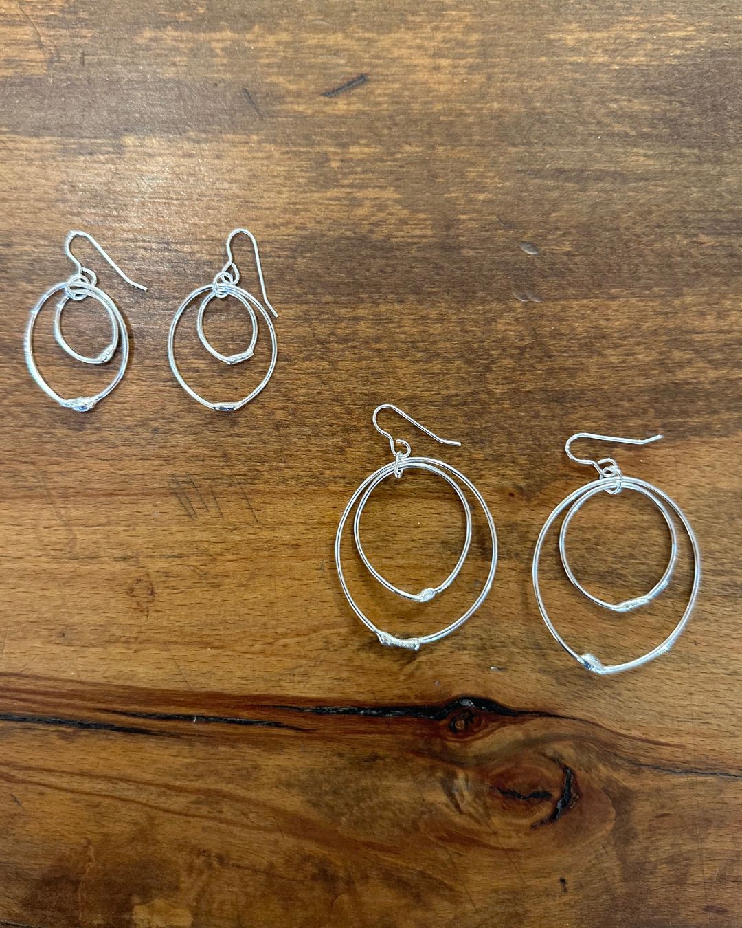 Sterling Silver Double Link Dangly ‘Unity’ Drop Earring Designed and Made by Ariana Watling Lacock Wiltshire