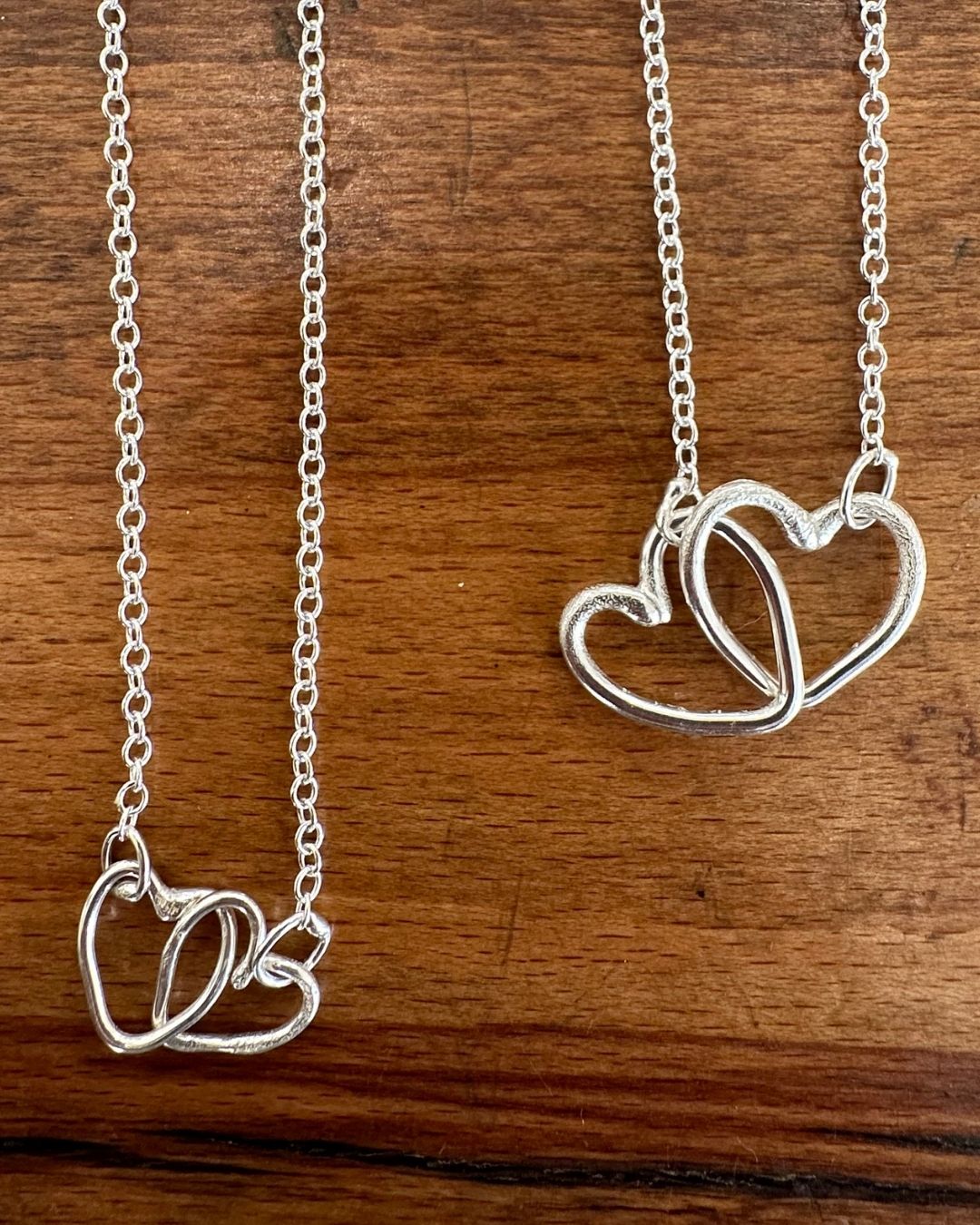 Sterling Silver Double Link ‘Unity’ Heart Pendant Designed and Made by Ariana Watling Lacock Wiltshire