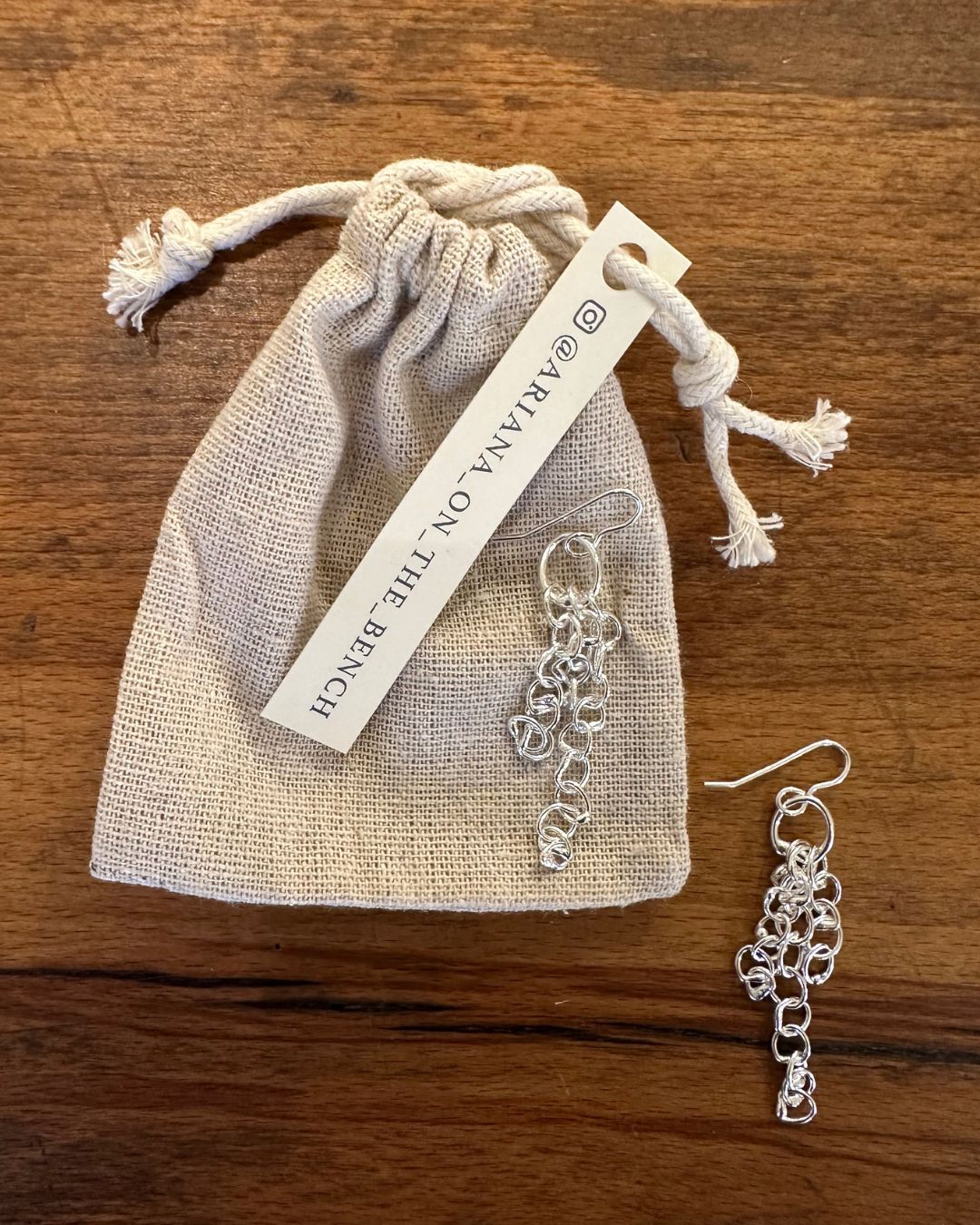 Sterling Silver Fine ‘Unity’ Drop Earrings Designed and Made by Ariana Watling Lacock Wiltshire