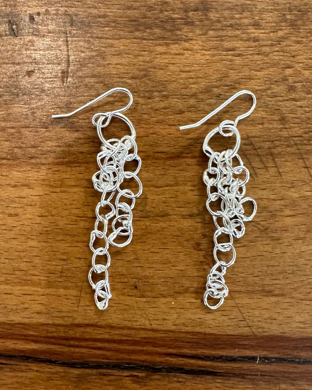 Sterling Silver Fine ‘Unity’ Drop Earrings Made by Ariana Watling Lacock Wiltshire