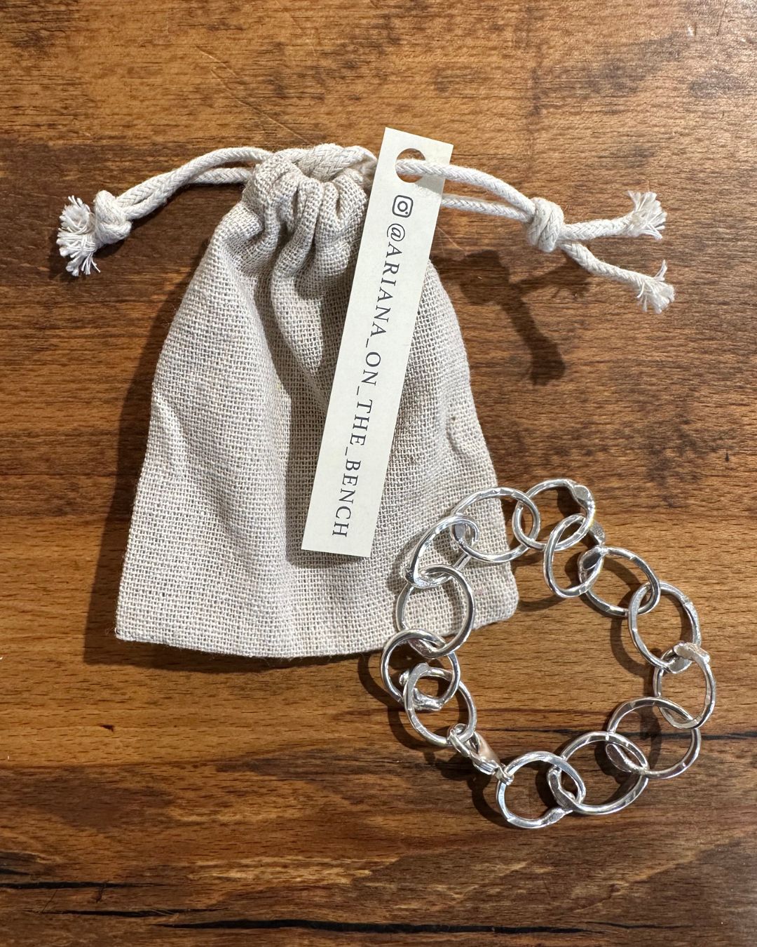 Sterling Silver Heavy Hammered ‘Unity’ Bracelet Made by Ariana Watling, Lacock, Wiltshire