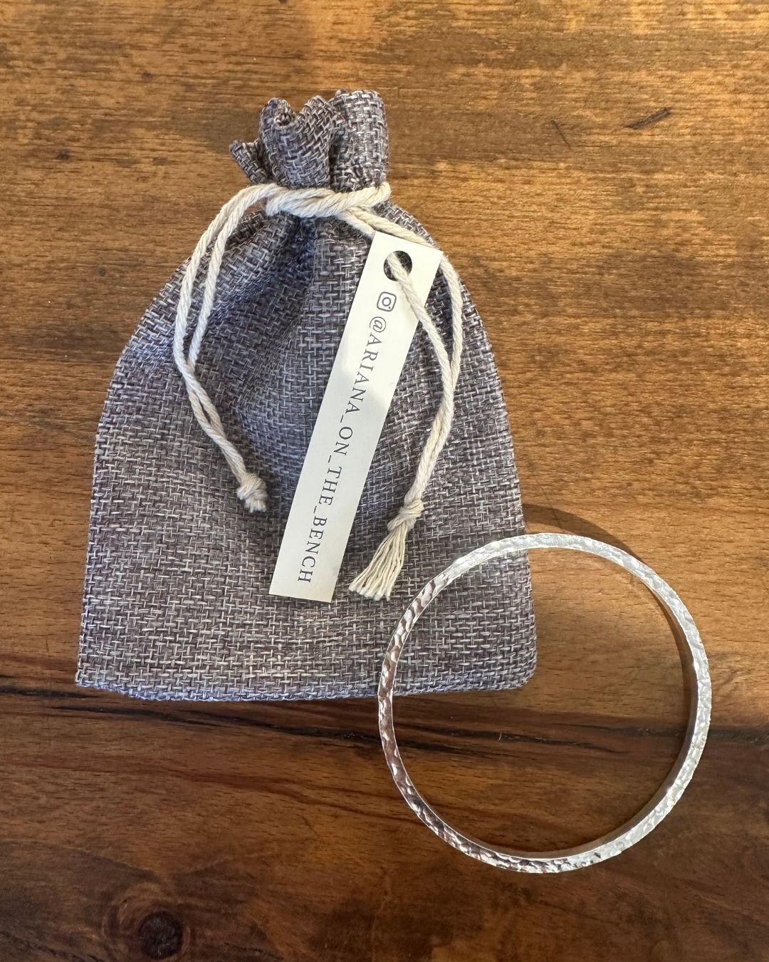 Sterling Silver Square ‘Dippin Dot’ Bangle Designed and Made by Ariana Watling Lacock Wiltshire