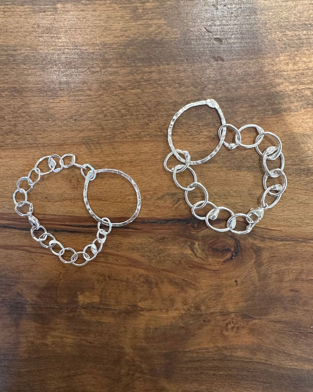 Sterling Silver ‘Unity’ Bracelet & ‘Dippin Dot’ Large Link Bracelet by Ariana Watling Lacock Wiltshire