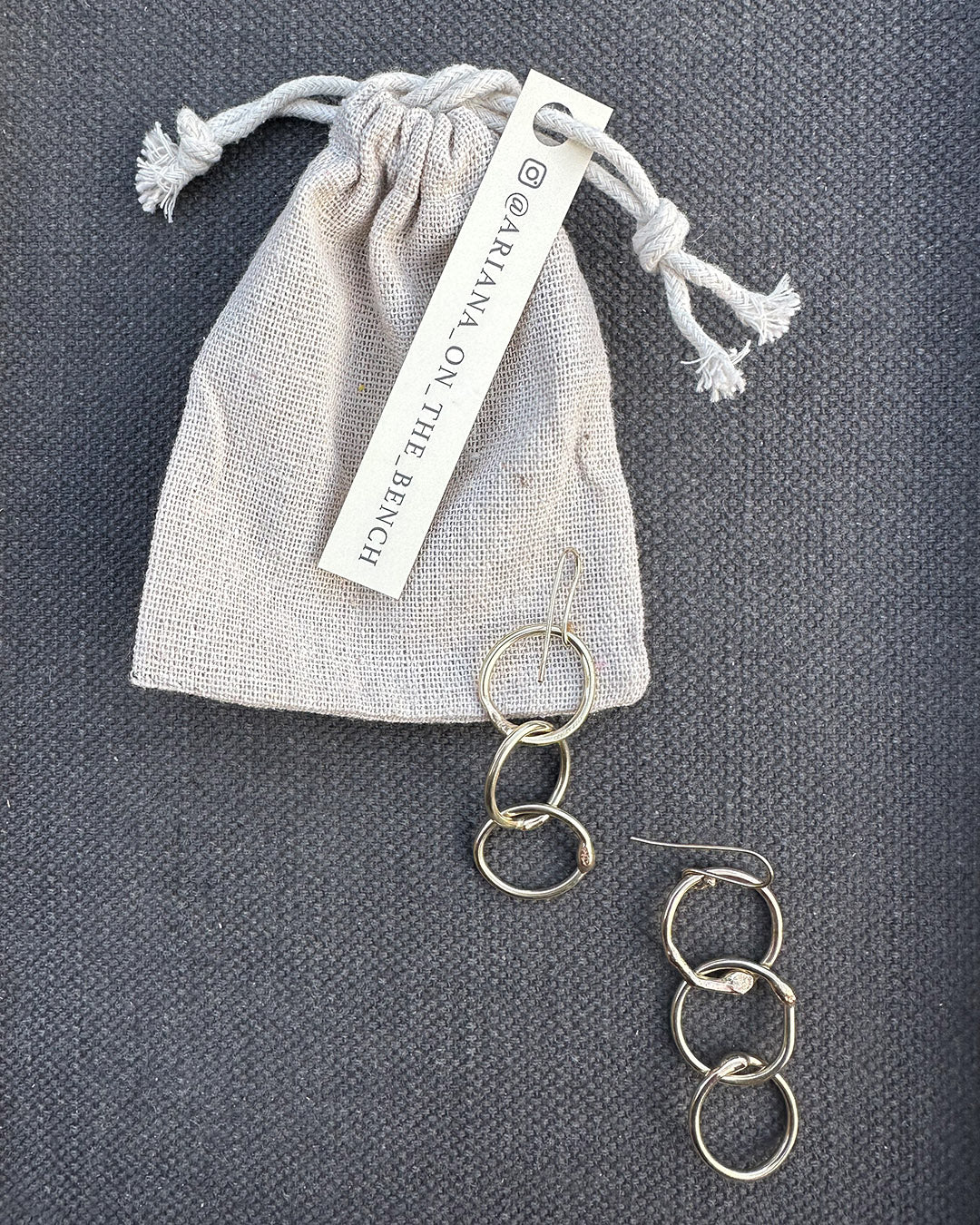 9ct Gold 3s Heavy ‘Unity’ Drop Earrings Made by Ariana Watling Lacock Wiltshire