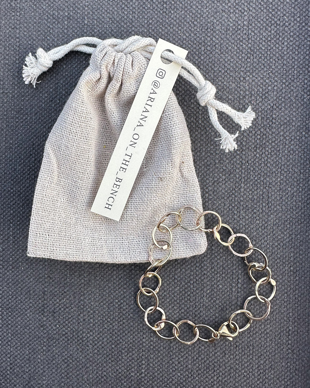 9ct Gold Medium Hammered ‘Unity’ Bracelet Designed and Made by Ariana Watling, Lacock