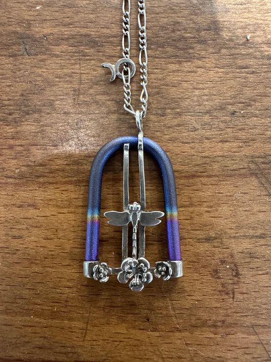 Sterling Silver and Titanium 1980s Pendant