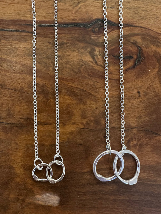 Sterling Silver Double Link Hammered ‘Unity’ Necklace