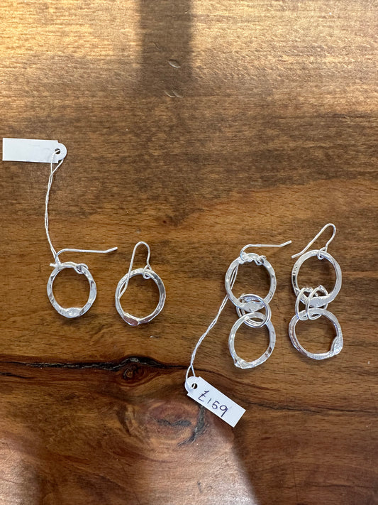 Sterling Silver Link ‘Dippin Dot’ Drop Earrings
