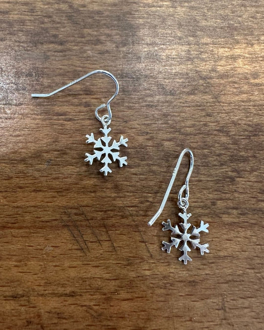 Silver 10mm Snowflake Drop Earrings by Ariana Watling Lacock Wiltshire