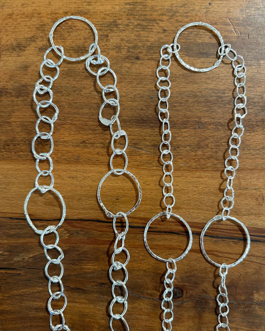 Silver 32’’ ‘Unity’ Chain Necklace with 5 Large ‘Dippin Dot’ Links Designed and Made by Ariana Watling Lacock Wiltshire
